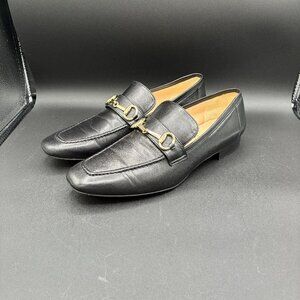 Bruno Magli Black and Gold Slip-On Loafers Size 40